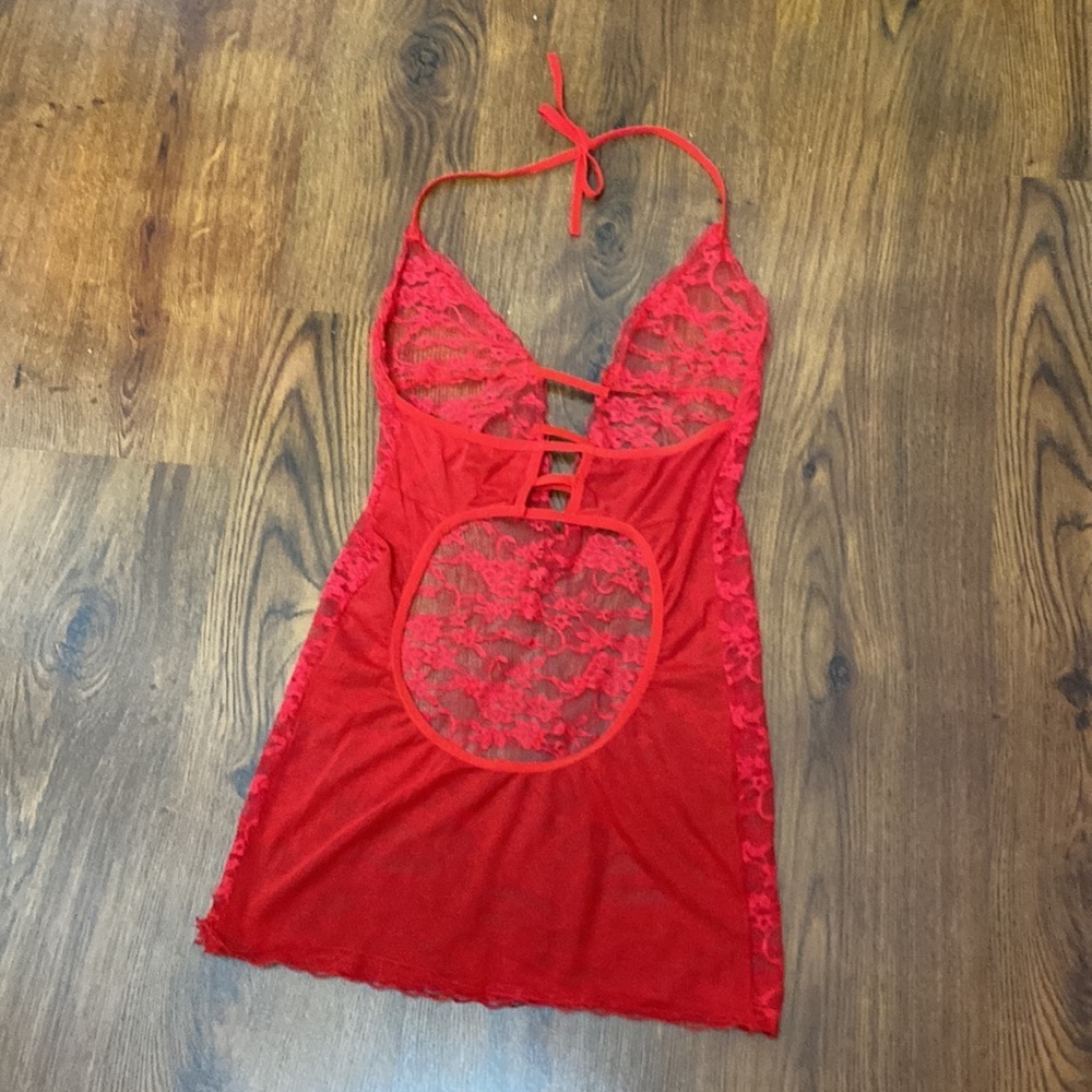 🍒 Cherry Red Lace Teddy Dress 🍒 - Picture 6 of 10